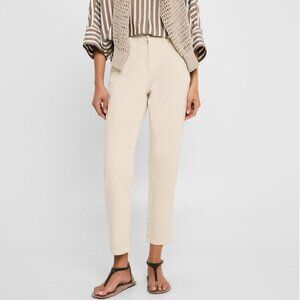 Brunello Cucinelli Monili Jeans Beige Denim Baggy Taper Leg Size 2